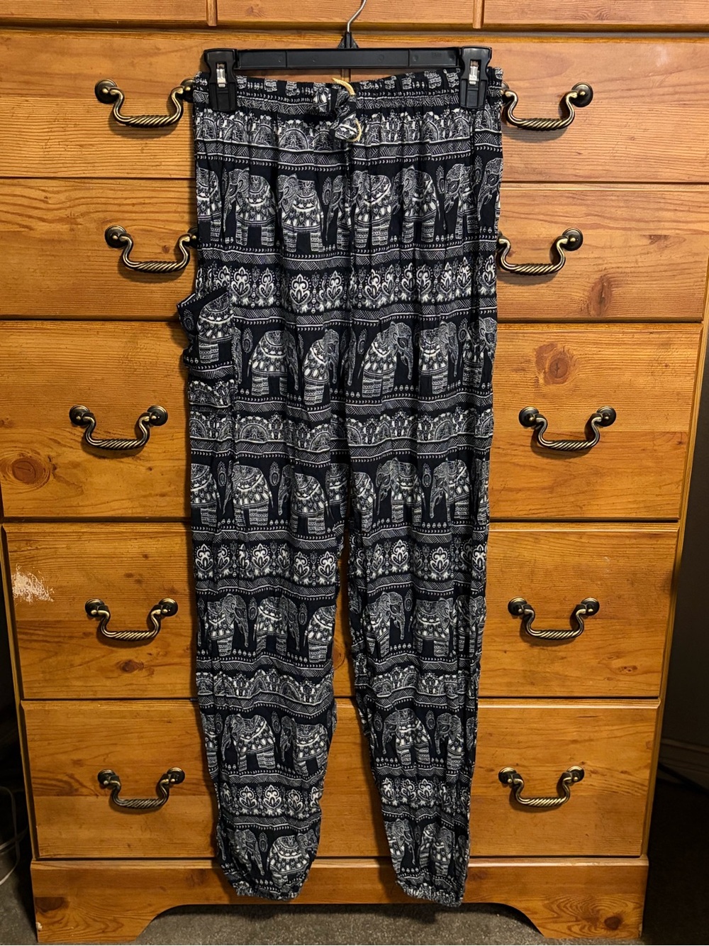 Women's Black Elephant Print Jogger Pants